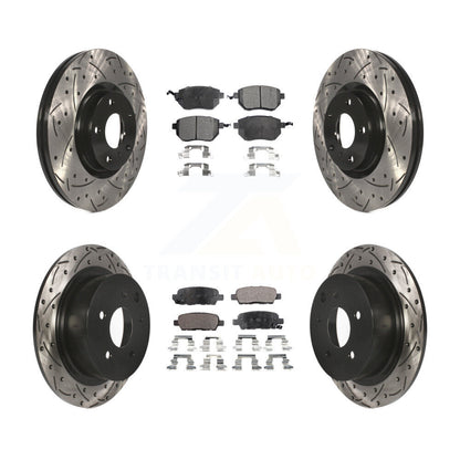 [Avant + Arrière] Kit de disque (percé rainuré revêtu) et plaquette (céramique) de frein pour Nissan Altima Maxima KDT-100287