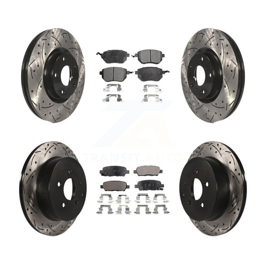 [Avant + Arrière] Kit de disque (percé rainuré revêtu) et plaquette (céramique) de frein pour Nissan Murano KDT-100288