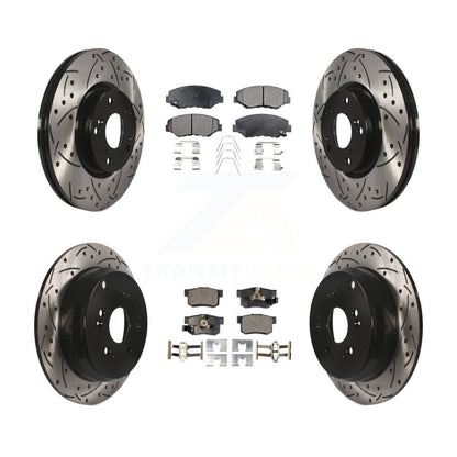 [Avant + Arrière] Kit de disque (percé rainuré revêtu) et plaquette (céramique) de frein pour 2005-2006 Honda CR-V KDT-100290