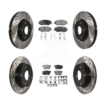 [Avant + Arrière] Kit de disque (percé rainuré revêtu) et plaquette (céramique) de frein pour Honda Civic Acura ILX KDT-100291
