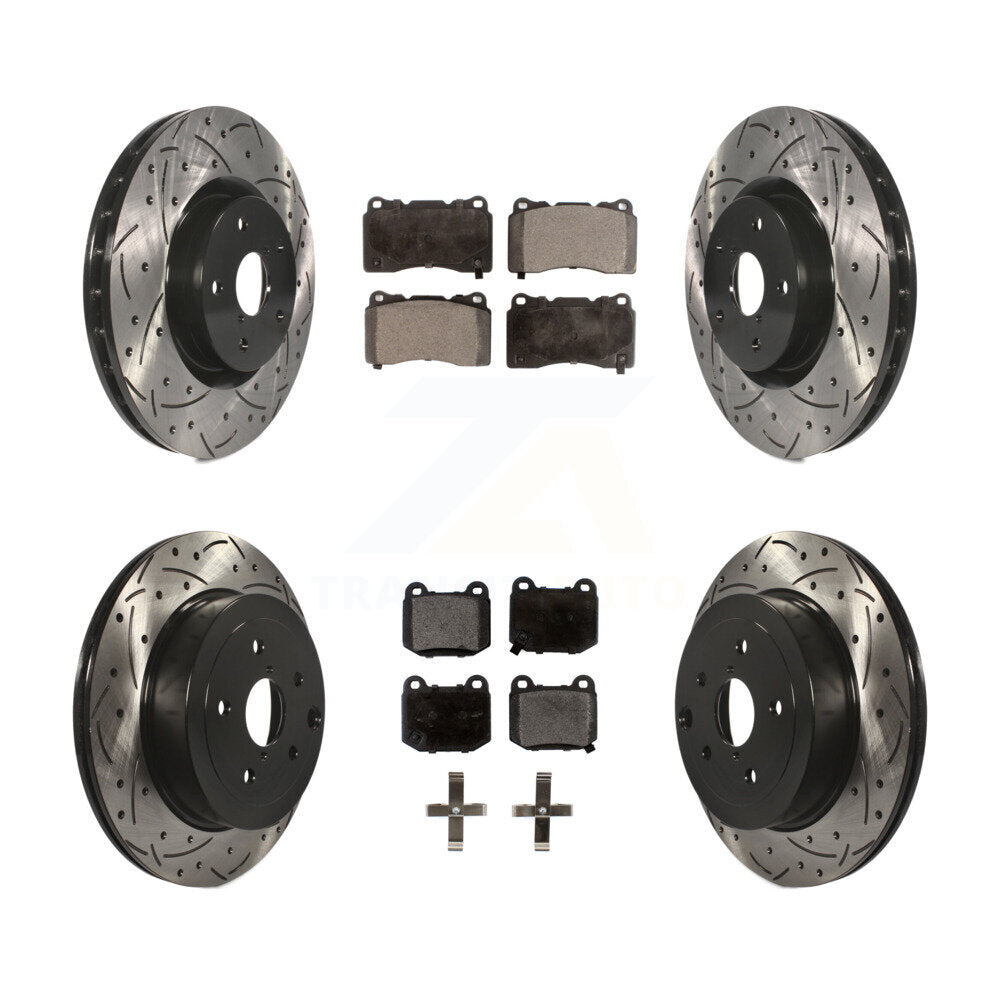 [Avant + Arrière] Kit de disque (percé rainuré revêtu) et plaquette (céramique) de frein pour Subaru Impreza WRX STI KDT-100292