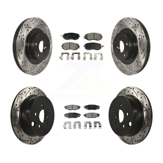 [Avant + Arrière] Kit de disque (percé rainuré revêtu) et plaquette (céramique) de frein pour Subaru Forester XV Crosstrek avec 292mm Diameter Rotor KDT-100296 par Transit Auto