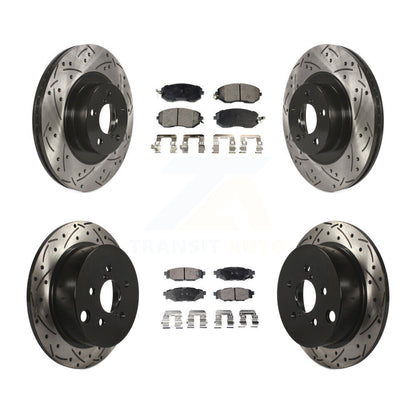 [Avant + Arrière] Kit de disque (percé rainuré revêtu) et plaquette (céramique) de frein pour Subaru Forester XV Crosstrek avec 292mm Diameter Rotor KDT-100296