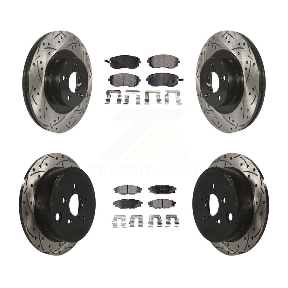 [Avant + Arrière] Kit de disque (percé rainuré revêtu) et plaquette (céramique) de frein pour Subaru Outback Forester Impreza Legacy KDT-100297