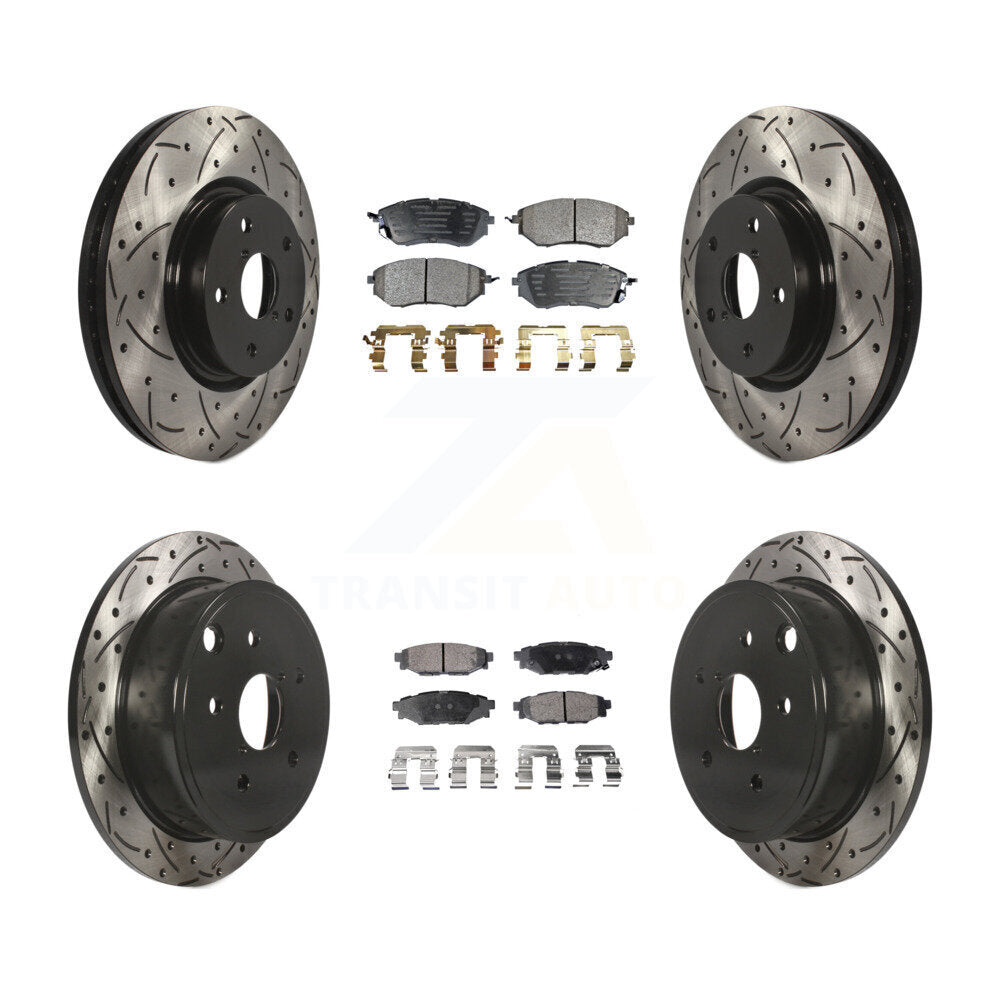 [Avant + Arrière] Kit de disque (percé rainuré revêtu) et plaquette (céramique) de frein pour Subaru WRX KDT-100299