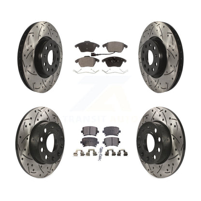 [Avant + Arrière] Kit de disque (percé rainuré revêtu) et plaquette (céramique) de frein pour 2008 Audi A3 Quattro KDT-100300