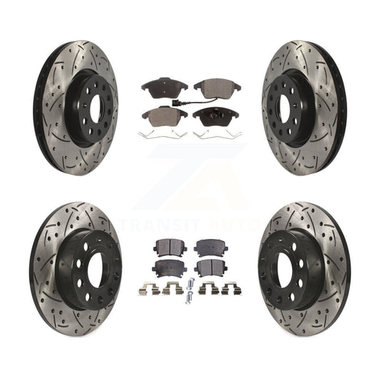 [Avant + Arrière] Kit de disque (percé rainuré revêtu) et plaquette (céramique) de frein pour 2008 Audi A3 Quattro KDT-100300