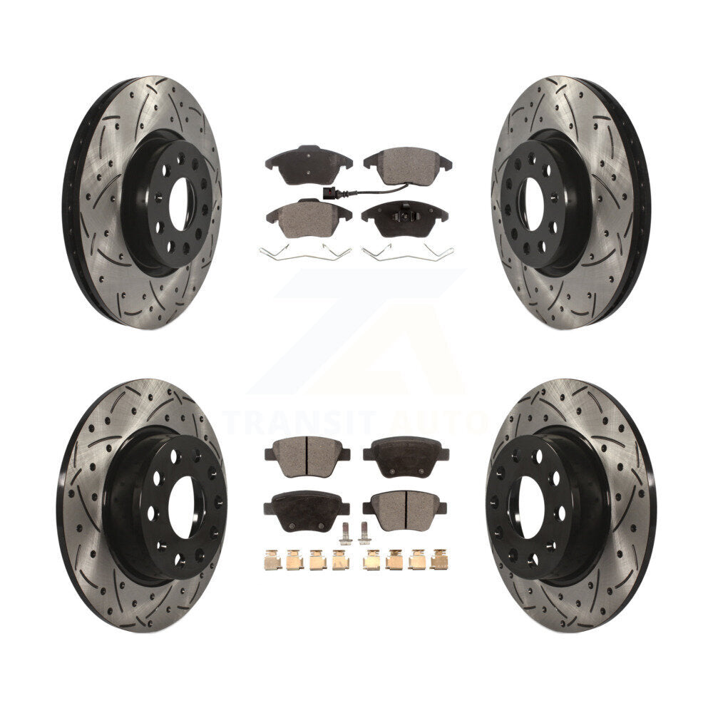 [Avant + Arrière] Kit de disque (percé rainuré revêtu) et plaquette (céramique) de frein pour Volkswagen Beetle GTI KDT-100302