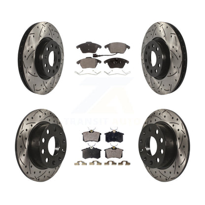 [Avant + Arrière] Kit de disque (percé rainuré revêtu) et plaquette (céramique) de frein pour Volkswagen Jetta Beetle KDT-100304