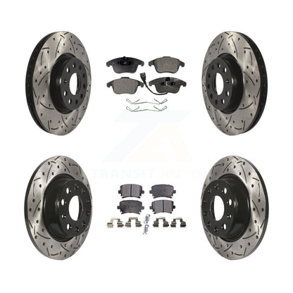 [Avant + Arrière] Kit de disque (percé rainuré revêtu) et plaquette (céramique) de frein pour Volkswagen Tiguan Audi Q3 Limited Quattro KDT-100305