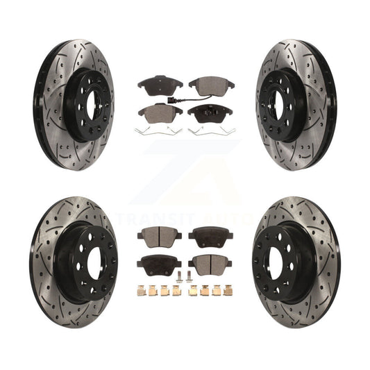 [Avant + Arrière] Kit de disque (percé rainuré revêtu) et plaquette (céramique) de frein pour Volkswagen Beetle KDT-100308
