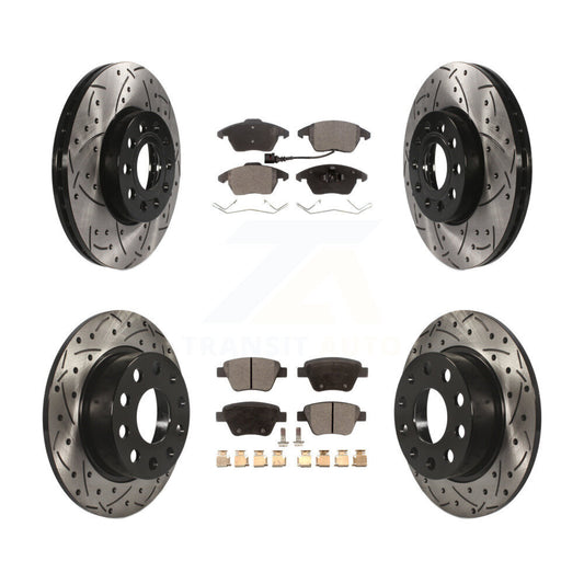 [Avant + Arrière] Kit de disque (percé rainuré revêtu) et plaquette (céramique) de frein pour 2013 Volkswagen Beetle 2.5L avec 253mm Diameter Rotor KDT-100309
