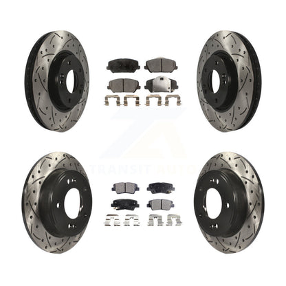 [Avant + Arrière] Kit de disque (percé rainuré revêtu) et plaquette (céramique) de frein pour Kia Forte Forte5 Koup KDT-100313
