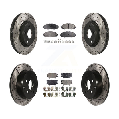 [Avant + Arrière] Kit de disque (percé rainuré revêtu) et plaquette (céramique) de frein pour Toyota RAV4 KDT-100317