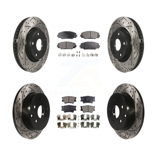 [Avant + Arrière] Kit de disque (percé rainuré revêtu) et plaquette (céramique) de frein pour Toyota RAV4 KDT-100317