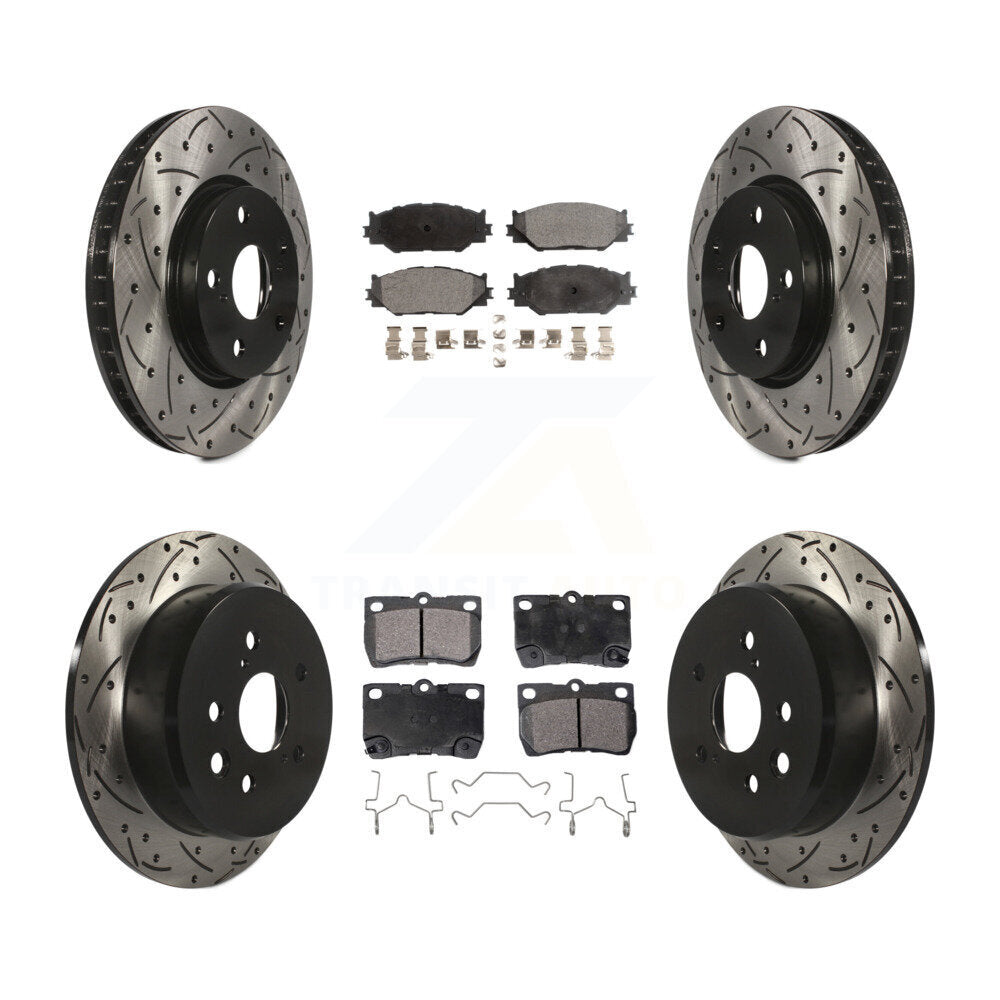 [Avant + Arrière] Kit de disque (percé rainuré revêtu) et plaquette (céramique) de frein pour Lexus IS250 KDT-100321