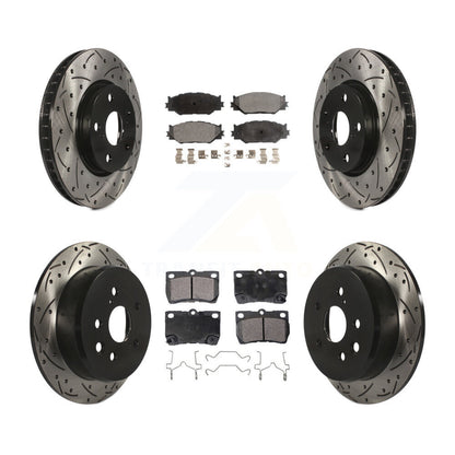 [Avant + Arrière] Kit de disque (percé rainuré revêtu) et plaquette (céramique) de frein pour Lexus IS250 KDT-100321