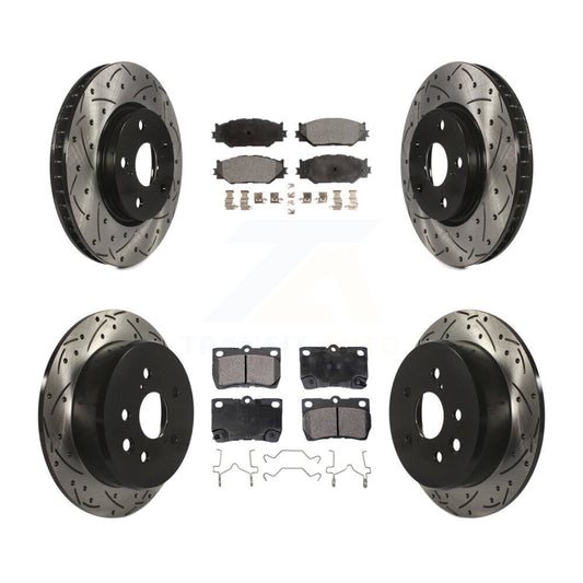 [Avant + Arrière] Kit de disque (percé rainuré revêtu) et plaquette (céramique) de frein pour Lexus IS250 KDT-100321