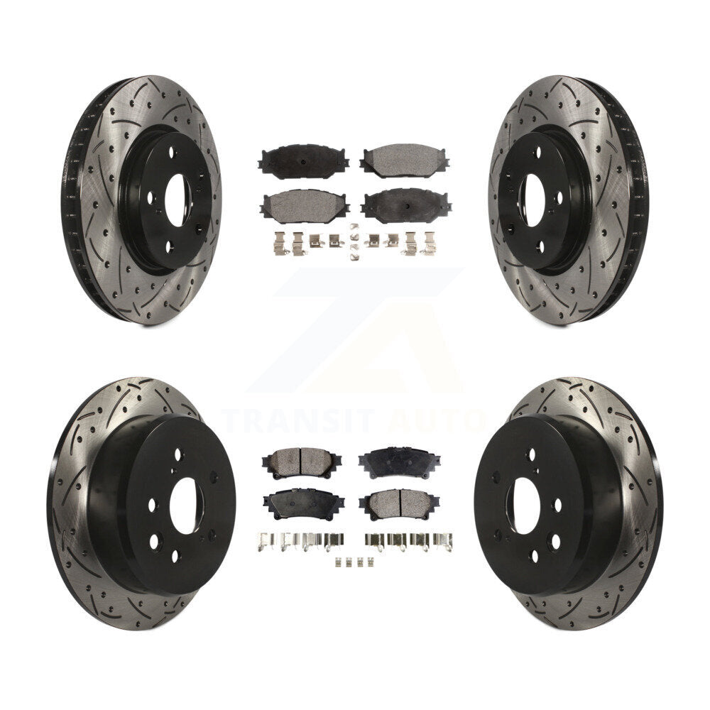 [Avant + Arrière] Kit de disque (percé rainuré revêtu) et plaquette (céramique) de frein pour 2014-2015 Lexus IS250 Base avec RWD avec F Sport Package KDT-100322