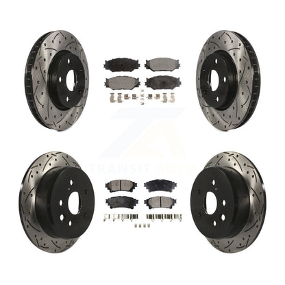 [Avant + Arrière] Kit de disque (percé rainuré revêtu) et plaquette (céramique) de frein pour 2014-2015 Lexus IS250 Base avec RWD avec F Sport Package KDT-100322