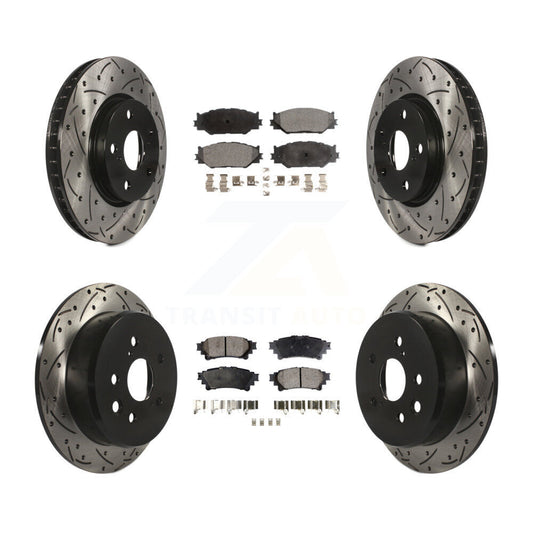 [Avant + Arrière] Kit de disque (percé rainuré revêtu) et plaquette (céramique) de frein pour 2014-2015 Lexus IS250 Base avec RWD avec F Sport Package KDT-100322