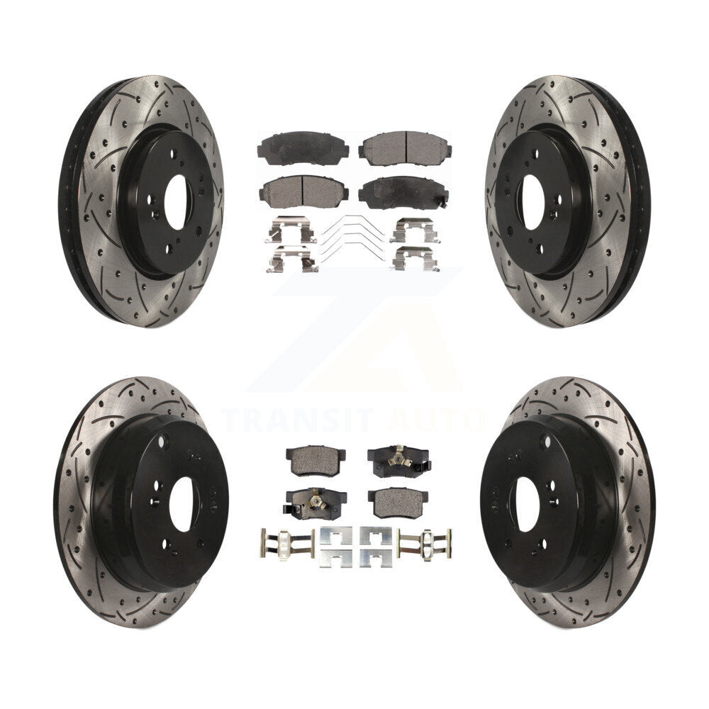 [Avant + Arrière] Kit de disque (percé rainuré revêtu) et plaquette (céramique) de frein pour 2012-2016 Honda CR-V AWD KDT-100325