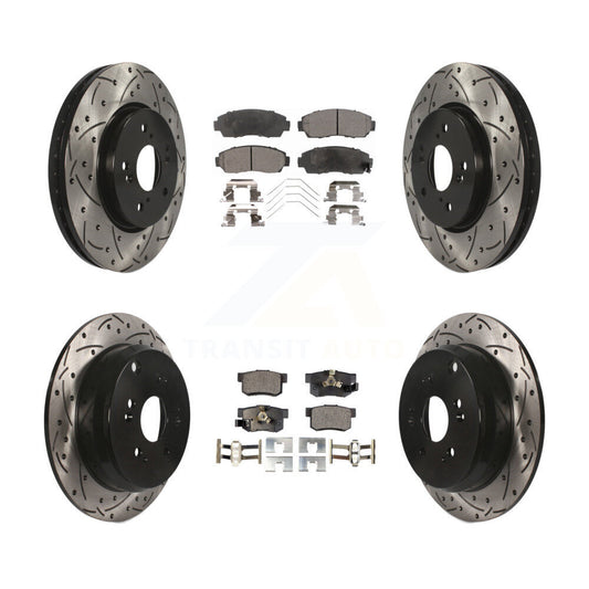 [Avant + Arrière] Kit de disque (percé rainuré revêtu) et plaquette (céramique) de frein pour 2012-2016 Honda CR-V AWD KDT-100325