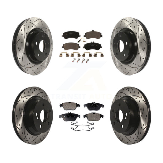 [Avant + Arrière] Kit de disque (percé rainuré revêtu) et plaquette (céramique) de frein pour Mercedes-Benz GLK350 GLK250 KDT-100326