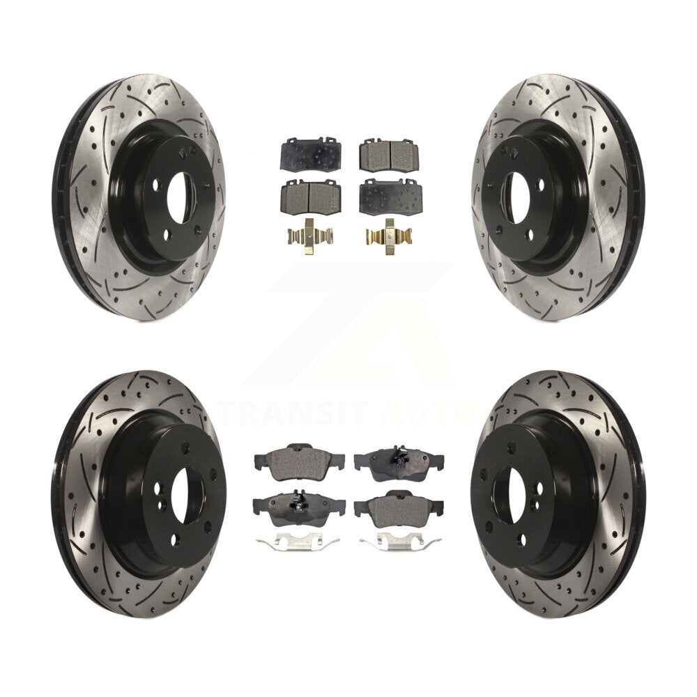 [Avant + Arrière] Kit de disque (percé rainuré revêtu) et plaquette (céramique) de frein pour Mercedes-Benz CLS550 CLS500 E550 KDT-100327