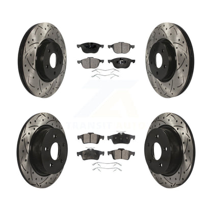 [Avant + Arrière] Kit de disque (percé rainuré revêtu) et plaquette (céramique) de frein pour 2014 Ford Connect 104.8" wheel base KDT-100328