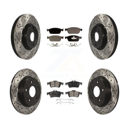 [Avant + Arrière] Kit de disque (percé rainuré revêtu) et plaquette (céramique) de frein pour Ford Focus ST KDT-100331