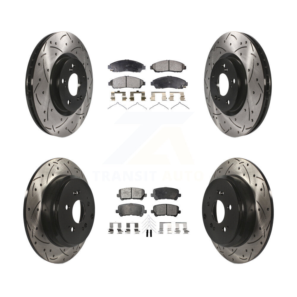 [Avant + Arrière] Kit de disque (percé rainuré revêtu) et plaquette (céramique) de frein pour Honda Pilot Acura MDX ZDX KDT-100332