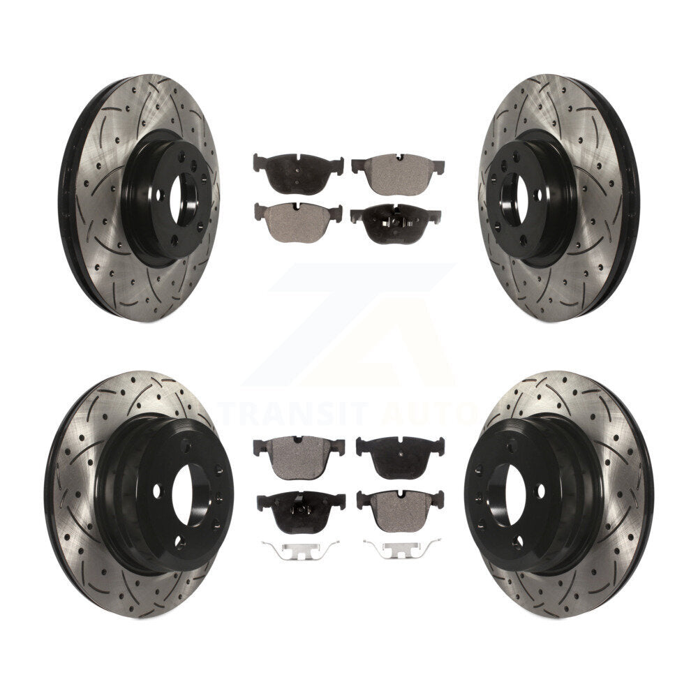[Avant + Arrière] Kit de disque (percé rainuré revêtu) et plaquette (céramique) de frein pour 2009 BMW X6 xDrive35i From 10 08 KDT-100337