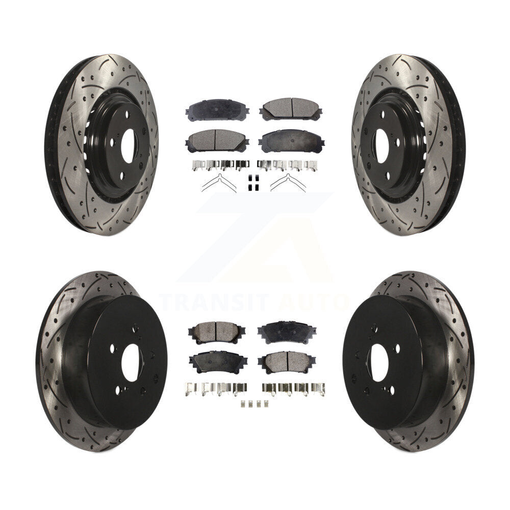 [Avant + Arrière] Kit de disque (percé rainuré revêtu) et plaquette (céramique) de frein pour Toyota Highlander Sienna Lexus RX350 RX450h KDT-100343