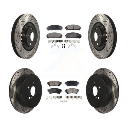 [Avant + Arrière] Kit de disque (percé rainuré revêtu) et plaquette (céramique) de frein pour Toyota Highlander Sienna Lexus RX350 RX450h KDT-100343