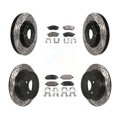 [Avant + Arrière] Kit de disque (percé rainuré revêtu) et plaquette (céramique) de frein pour 2007-2012 Nissan Sentra SE-R KDT-100345