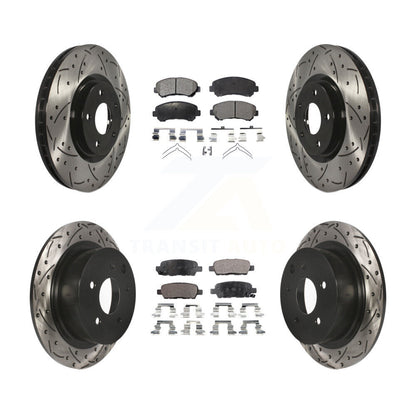 [Avant + Arrière] Kit de disque (percé rainuré revêtu) et plaquette (céramique) de frein pour 2007-2012 Nissan Sentra SE-R Spec V KDT-100346