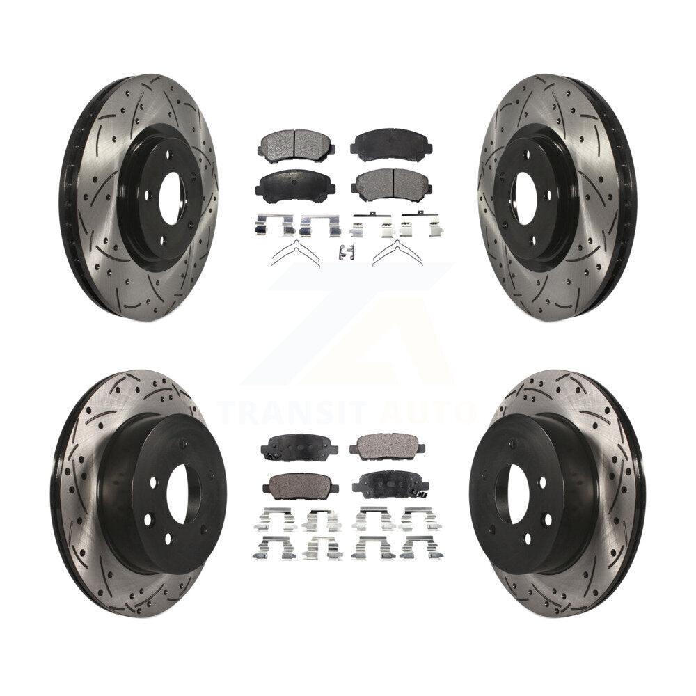 [Avant + Arrière] Kit de disque (percé rainuré revêtu) et plaquette (céramique) de frein pour 2014-2017 Nissan Juke Nismo RS KDT-100347