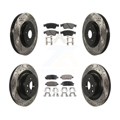 [Avant + Arrière] Kit de disque (percé rainuré revêtu) et plaquette (céramique) de frein pour 2014 INFINITI Q60 Sport sans Package KDT-100351 par Transit Auto