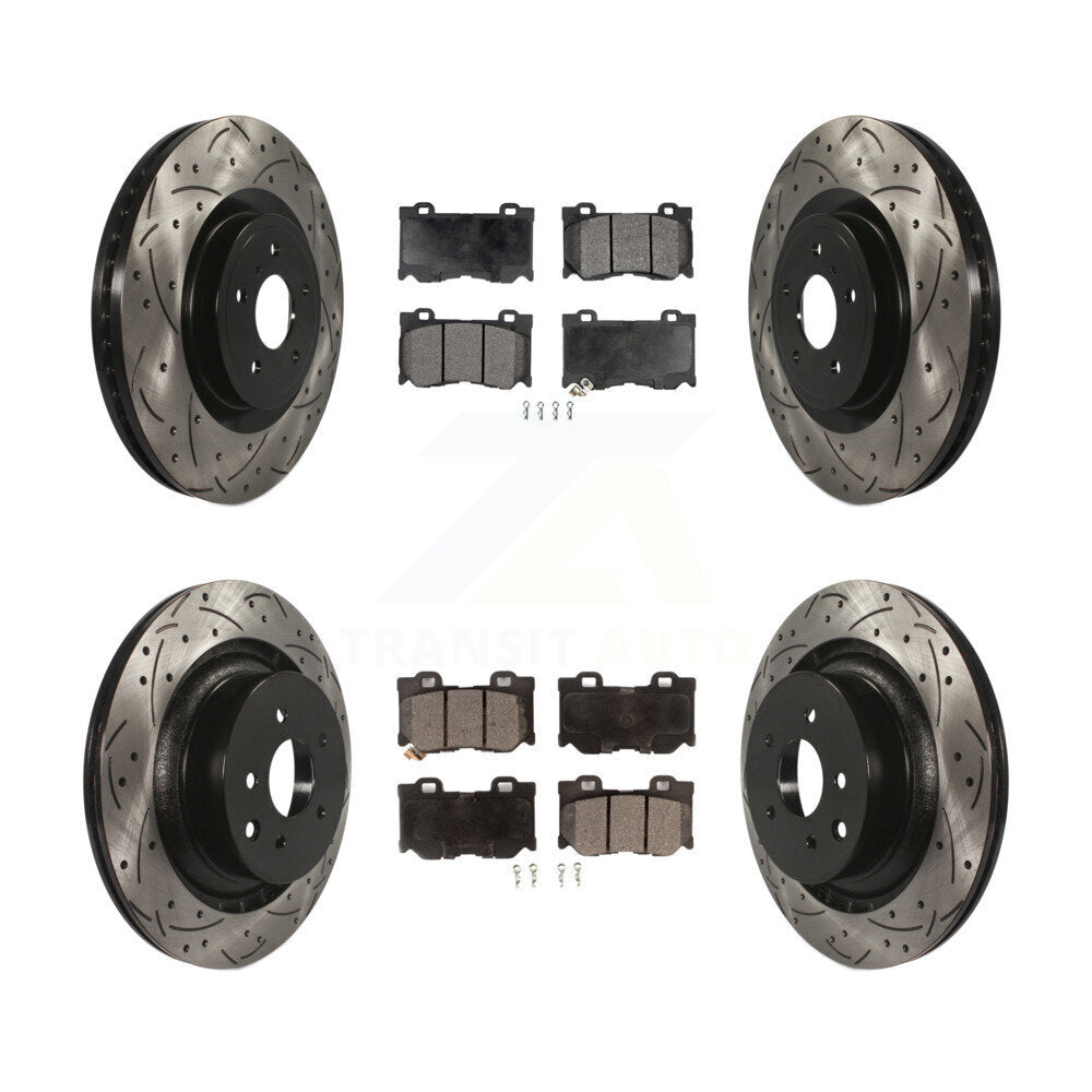 [Avant + Arrière] Kit de disque (percé rainuré revêtu) et plaquette (céramique) de frein pour INFINITI G37 Nissan 370Z Q60 Z KDT-100352