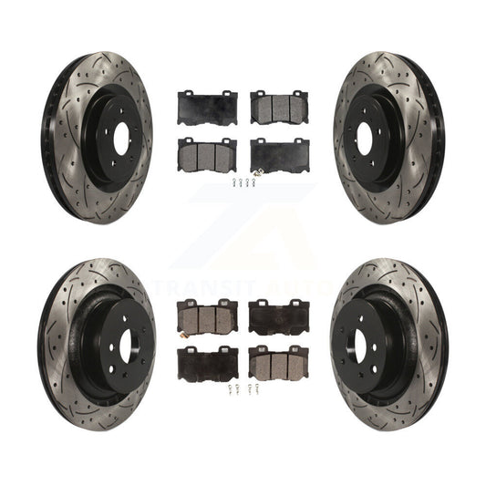 [Avant + Arrière] Kit de disque (percé rainuré revêtu) et plaquette (céramique) de frein pour INFINITI G37 Nissan 370Z Q60 Z KDT-100352