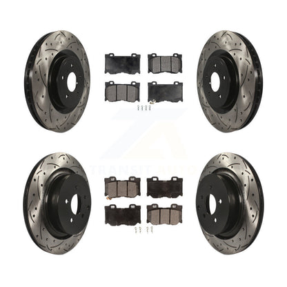 [Avant + Arrière] Kit de disque (percé rainuré revêtu) et plaquette (céramique) de frein pour INFINITI Q50 M37 Q60 Q70 Q70L QX70 M56 FX50 KDT-100353