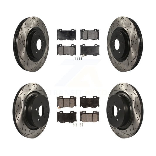 [Avant + Arrière] Kit de disque (percé rainuré revêtu) et plaquette (céramique) de frein pour INFINITI Q50 M37 Q60 Q70 Q70L QX70 M56 FX50 KDT-100353