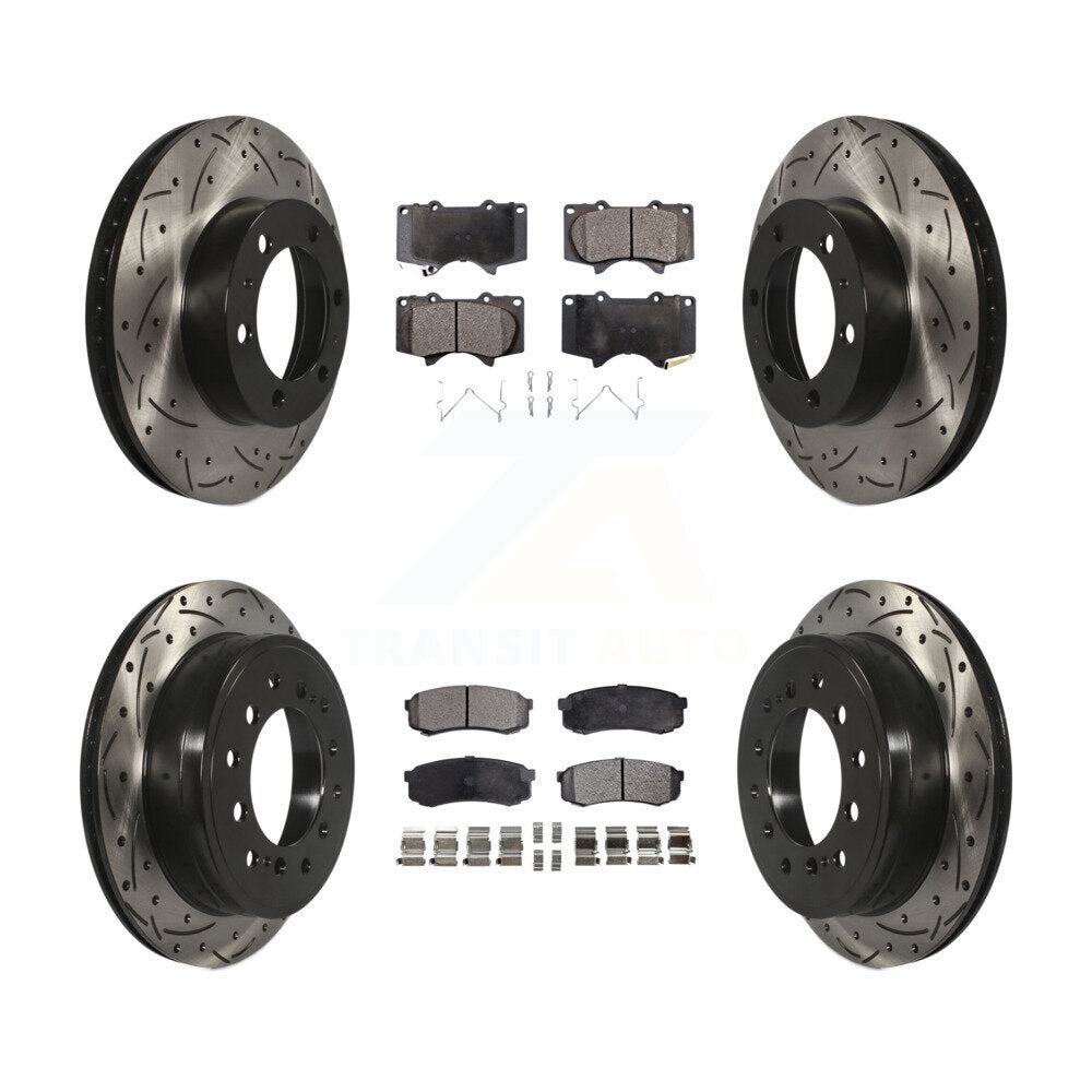 [Avant + Arrière] Kit de disque (percé rainuré revêtu) et plaquette (céramique) de frein pour 2010-2014 Toyota FJ Cruiser KDT-100356