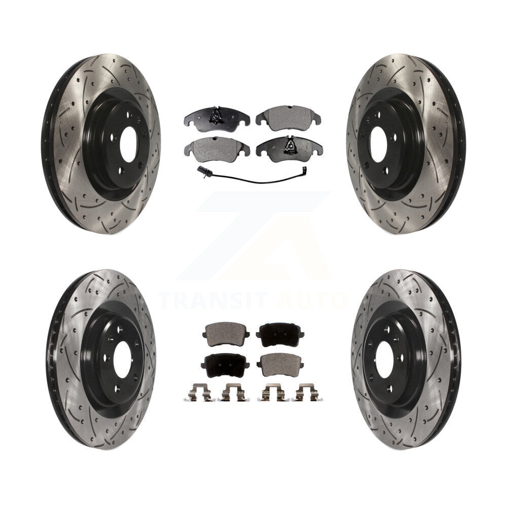 [Avant + Arrière] Kit de disque (percé rainuré revêtu) et plaquette (céramique) de frein pour Audi Q5 S5 KDT-100359