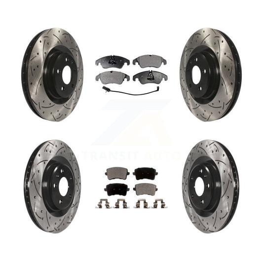 [Avant + Arrière] Kit de disque (percé rainuré revêtu) et plaquette (céramique) de frein pour Audi Q5 S5 KDT-100359