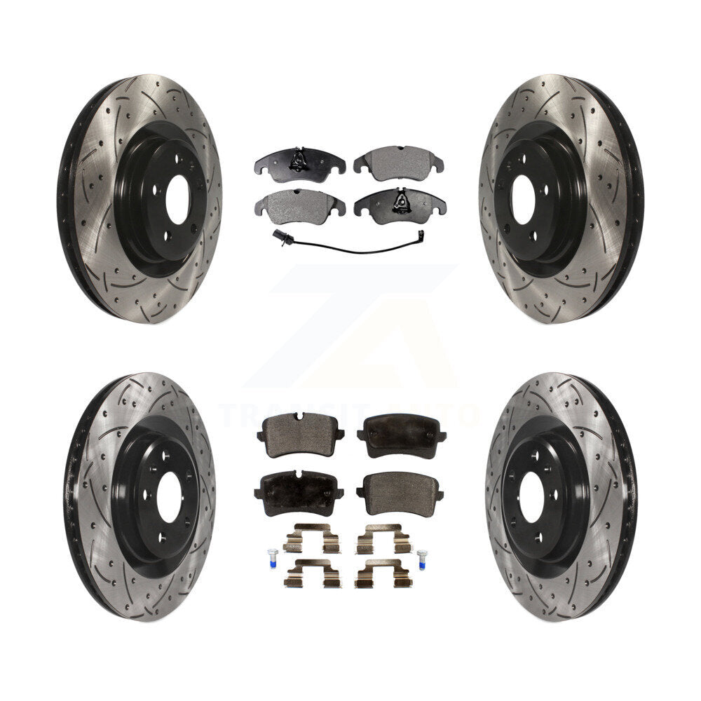 [Avant + Arrière] Kit de disque (percé rainuré revêtu) et plaquette (céramique) de frein pour Audi A6 Quattro A7 KDT-100360