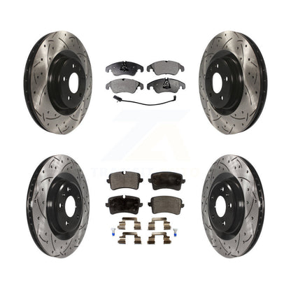 [Avant + Arrière] Kit de disque (percé rainuré revêtu) et plaquette (céramique) de frein pour Audi A6 Quattro A7 KDT-100360