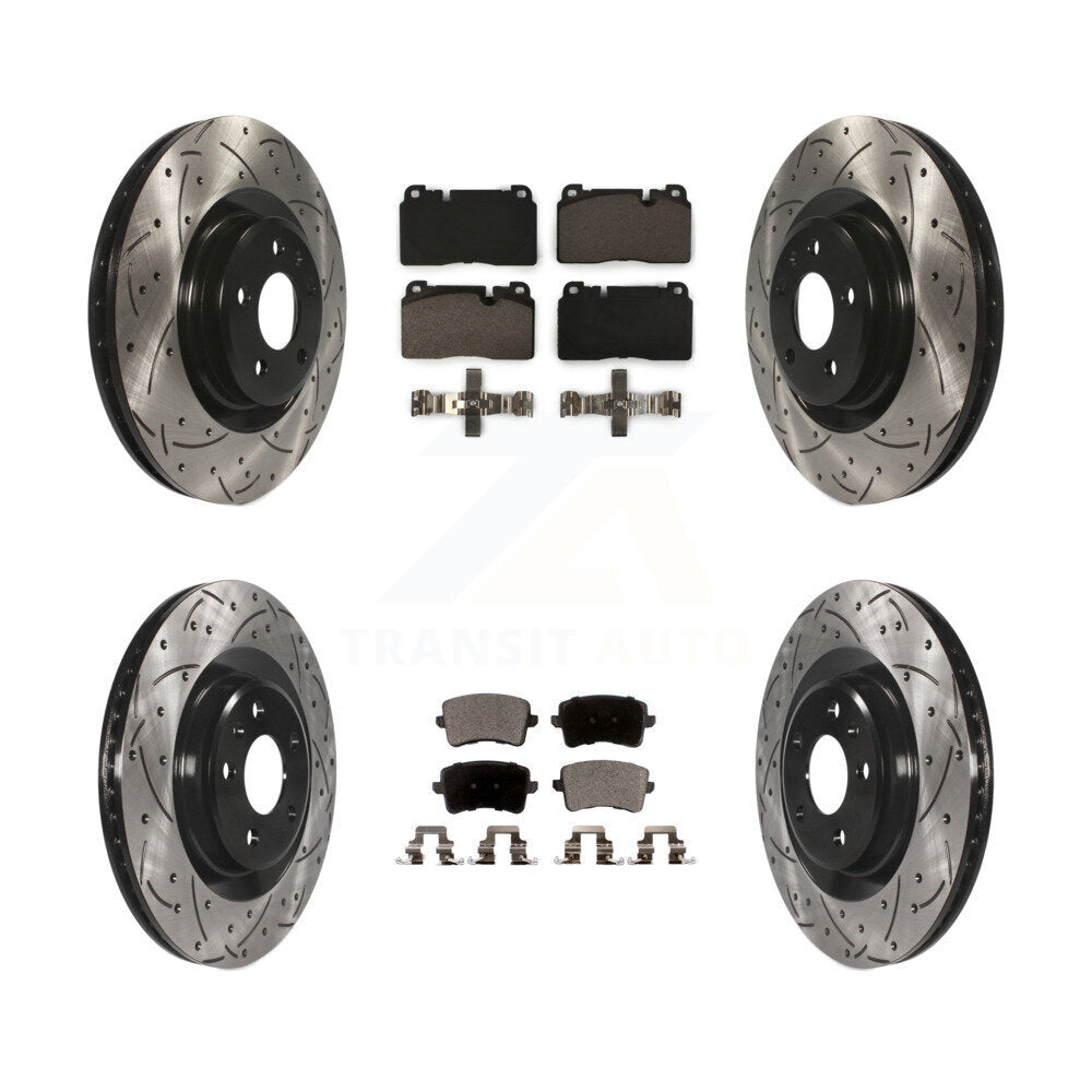 [Avant + Arrière] Kit de disque (percé rainuré revêtu) et plaquette (céramique) de frein pour Audi Q5 KDT-100361