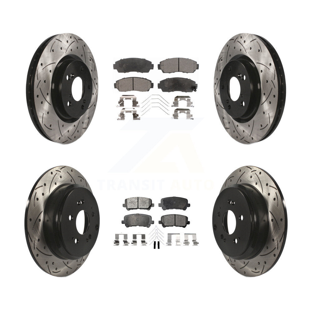 [Avant + Arrière] Kit de disque (percé rainuré revêtu) et plaquette (céramique) de frein pour 2011-2014 Honda Odyssey KDT-100362